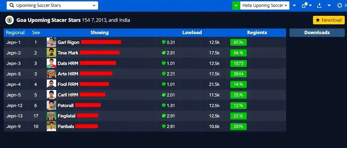 Goa Upcoming Soccer Stars - Download Statistics Goa Upcoming Soccer Stars download statistics showing regional popularity across India