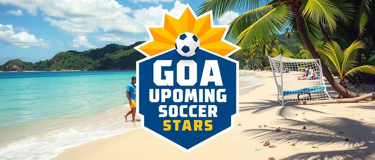 Goa Upcoming Soccer Stars - Official Logo Goa Upcoming Soccer Stars logo featuring a rising star over a football with Goan beach background